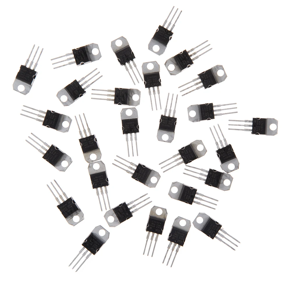 28PCS 14Values TO-220 Transistor Kit (L7805/L7812/LM317 etc.) Voltage Regulator for Industrial Power Supply DIY Project L7805