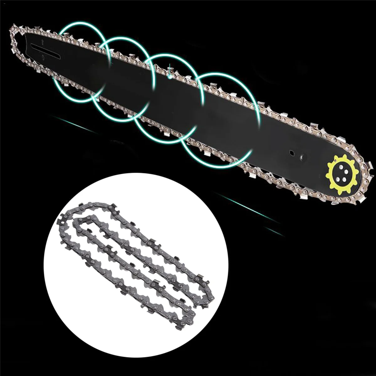 2 pçs 8 Polegada mini corrente de motosserra guia de substituição corrente de serra para 8 Polegada, 1/4 Polegada lp passo 47 links de acionamento se encaixa para motosserra