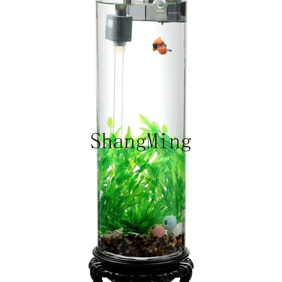 

FG floor-to-ceiling TV cabinet desktop ecological water-free oxygenation filter cylindrical fish tank landscaping high model