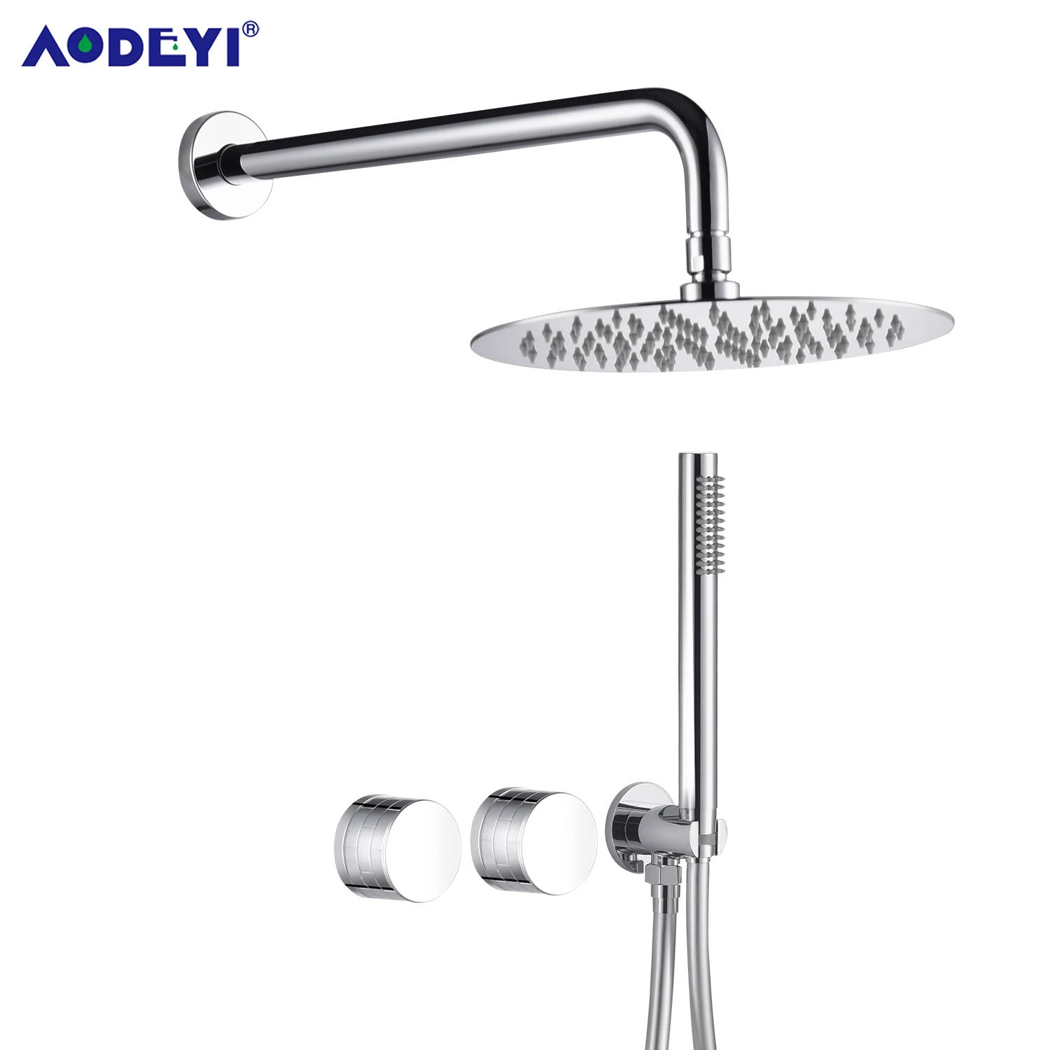 Rain Shower System Ceiling Head Handheld Brass Mixer Diverter Bathroom Faucet Mixer Set Chrome 2 Ways