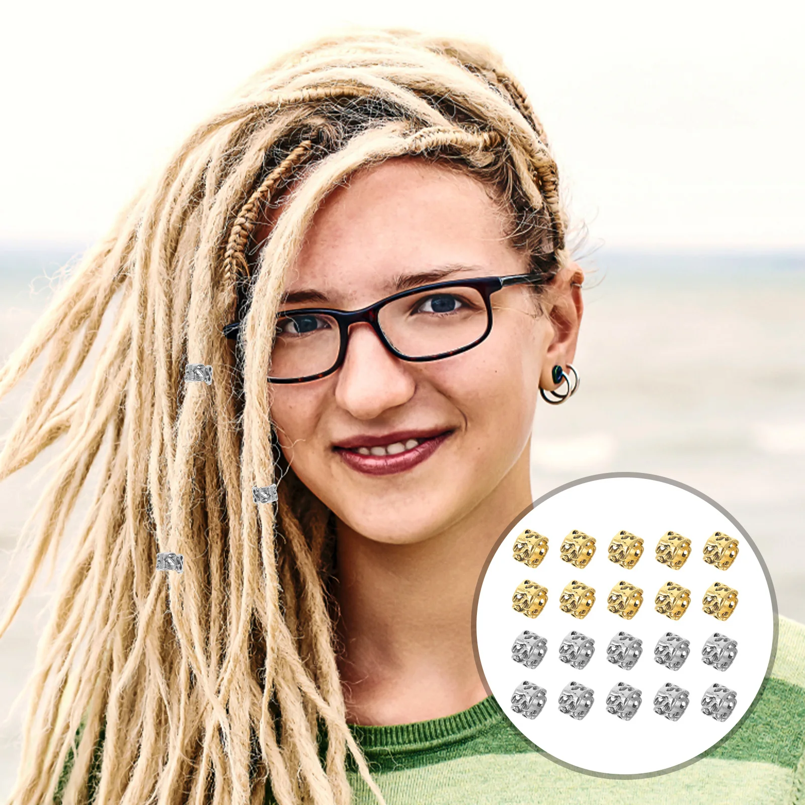 

20Pcs Vintage Hair Decorations Dreadlock Accessories Cuffs Coils Rings for Long Short Curly Straight Hair Party Gift