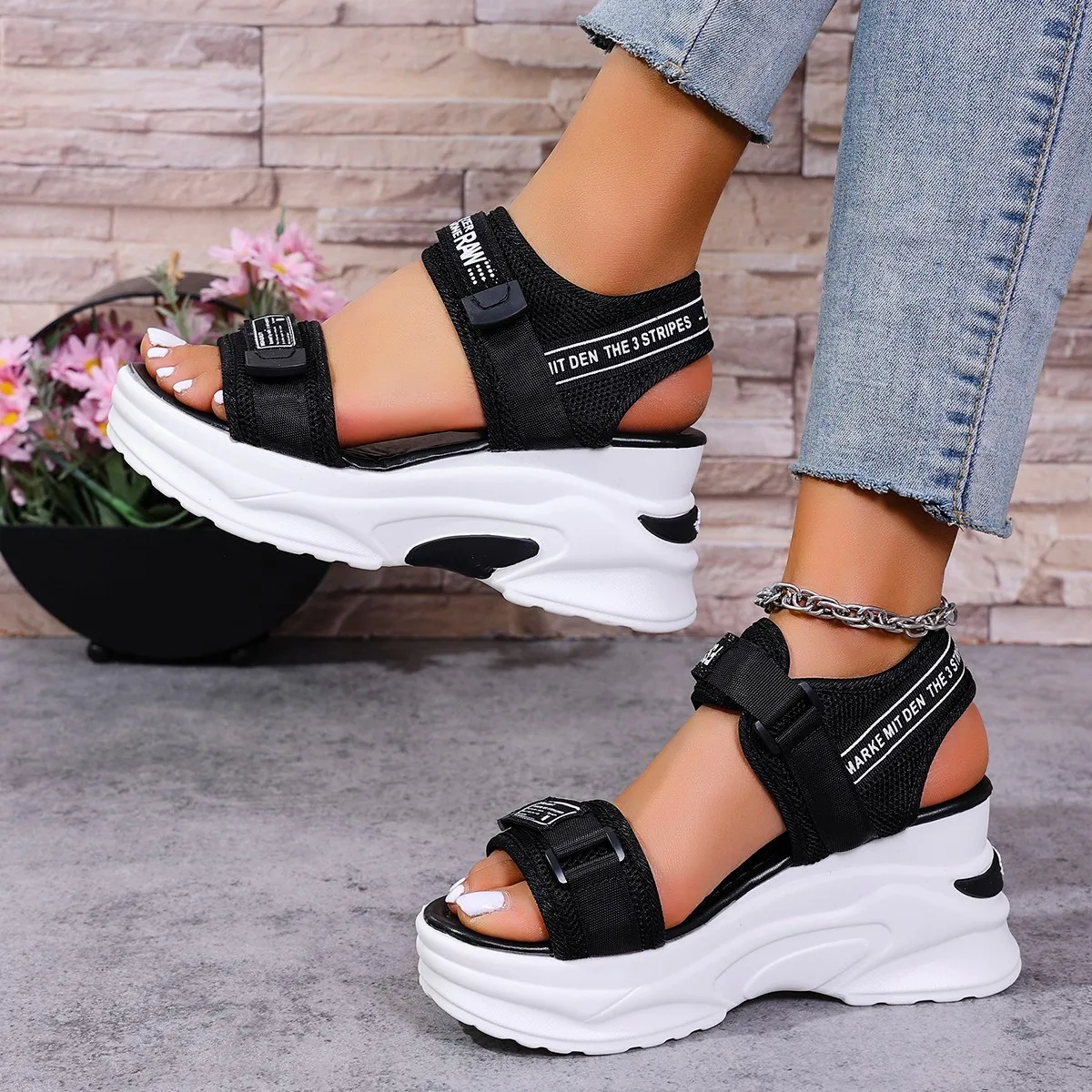 Women Platform Wedge Sandals Summer Fashion New Comfortable Shoes for Women Light Casual Velcro Beach Sandals Zapatos De Mujer image 5