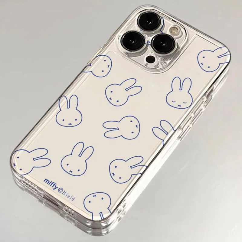 Cute Miffy Rabbit Clear Phone Case Ultra Thin Transparent Shockproof Protective Cover for IPhone 17 16 Kawaii Cartoon Case Gifts