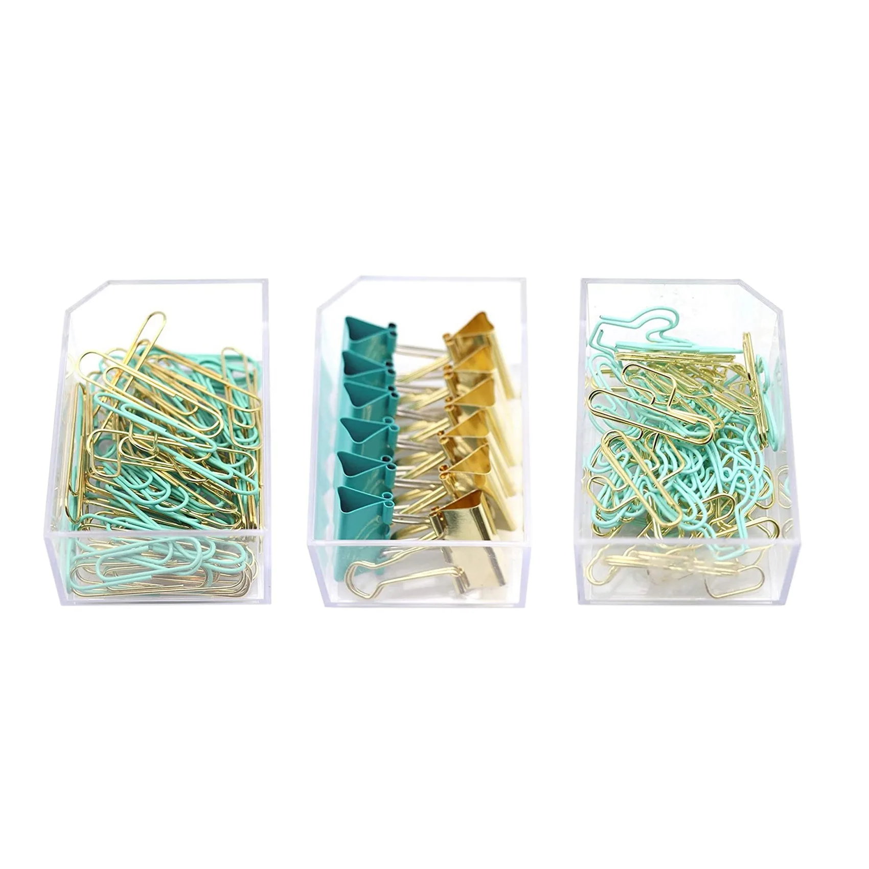 

Gold Binder Clips And Paper Clips Set (3-In-1 Boxed) For Office School Supplies Teachers Classroom Daily Use