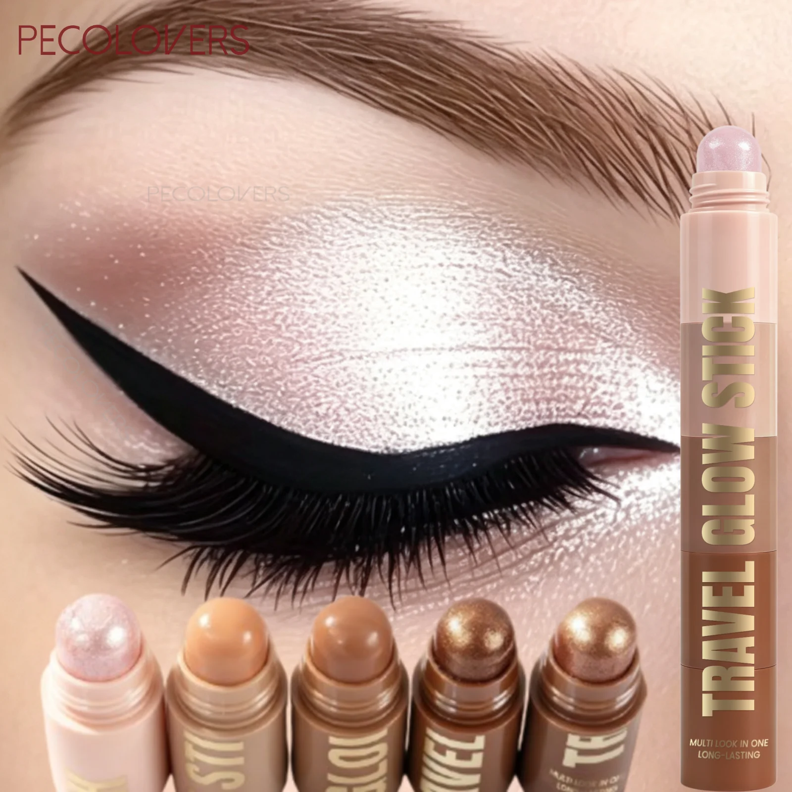 1PC 5-in-1 Highlighter Eyeshadow Pen-Pearlescent Fine Shimmer, One-Swipe Application, Waterproof, Ideal Holiday Gift Collection