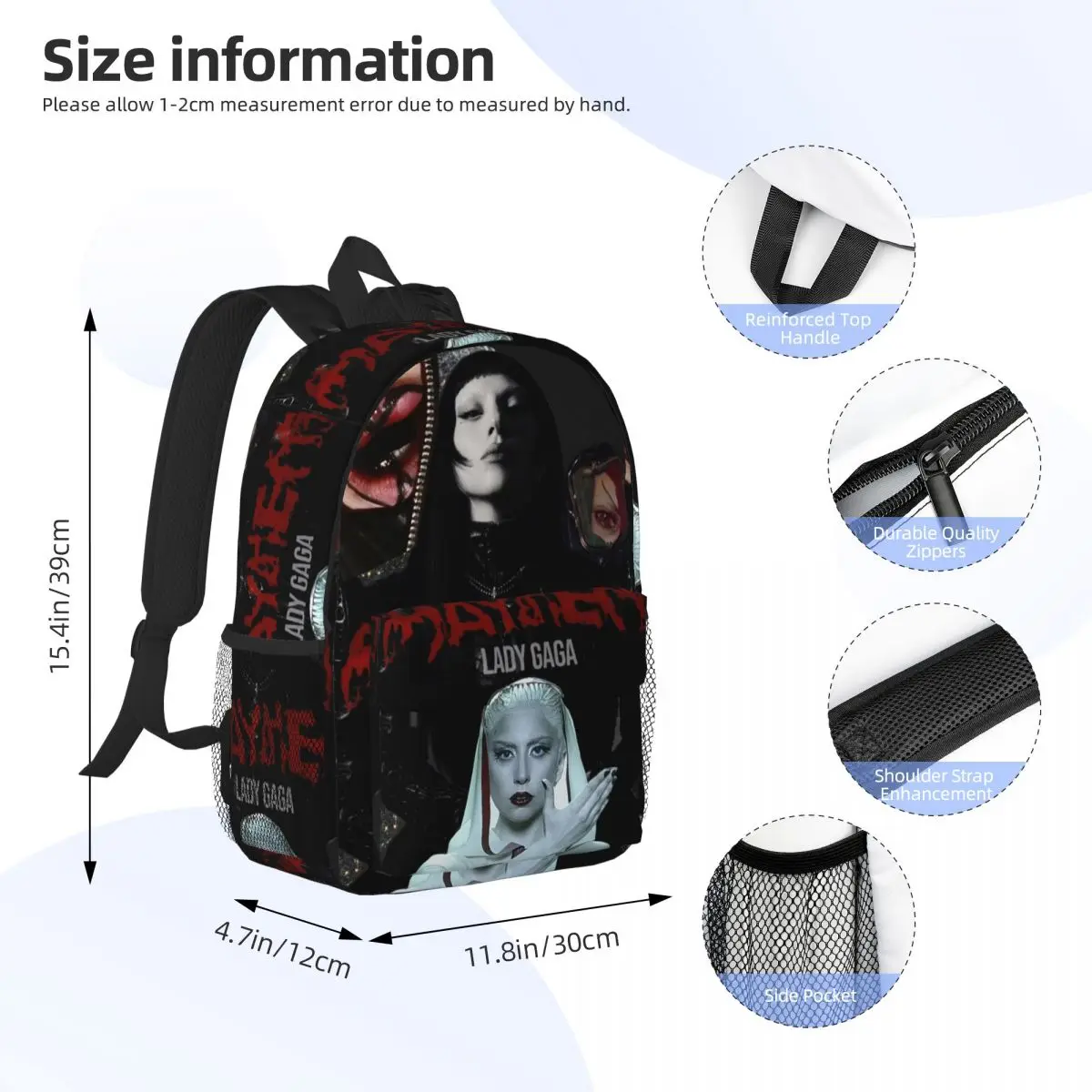 Lady Gaga Mayhem Album Backpack Student BookBag Children School Bag Laptop Shoulder Bags for Men Women