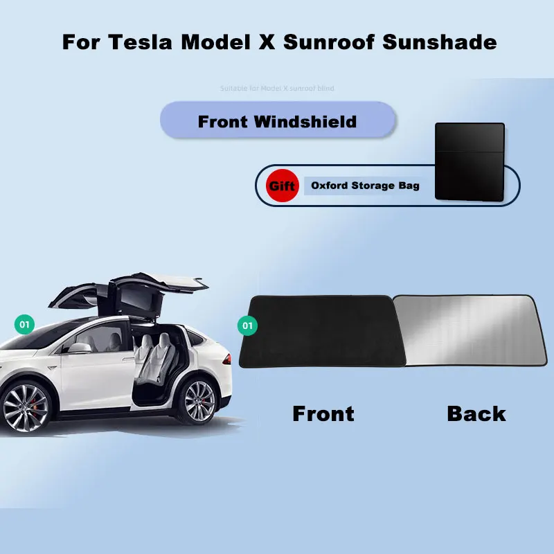 For Tesla Model X  S Glass Roof Sunshade Car Skylight Blind Shading New Style Suede Net Automotive Interior Shade Net