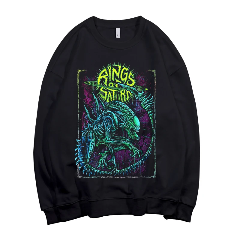 New Fashion Rings of Saturn Funny Alien Printed Hoodie Sweatshirts Harajuku Streetwear Hiphop Oversized Sweatshirts Pullovers