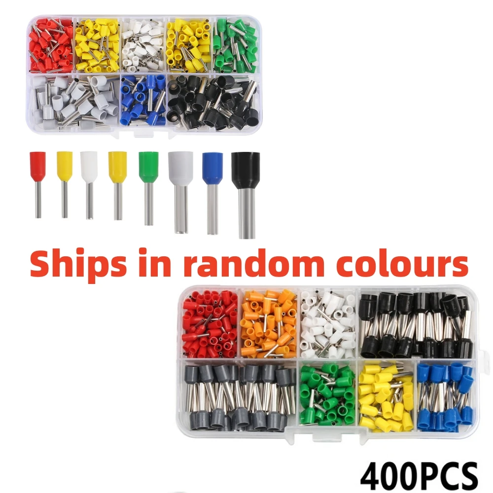 400PCS Crimp Terminals VE Tubular Cord End Connectors Electrical Cable Wire Connector Kit Random Color
