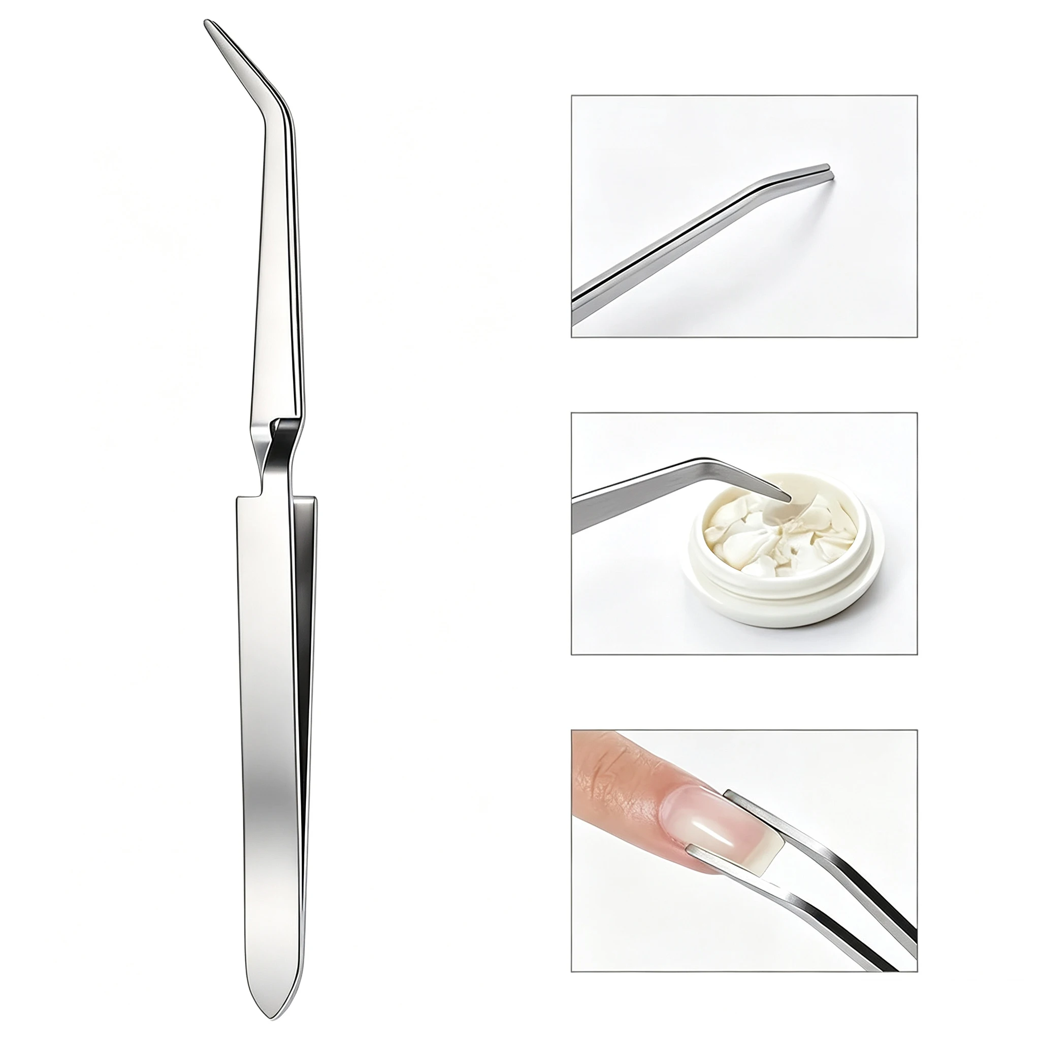 YIKOOLIN Stainless Steel Nail Shaping Tweezer C‑Curve Pincher for Acrylic Gel Nail Tips Sculpture Rhinestone Picker Tools Gifts