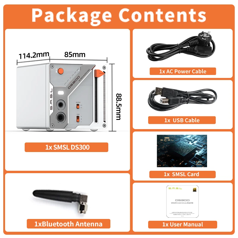 SMSL DS300 Hi-Res Audio Decoder ES9039Q2M DAC Chip XU16 USB Optische Coaxiale Bluetooth 5.1 Ingang 6.35mm 4.4mm Hoofdtelefoonversterker