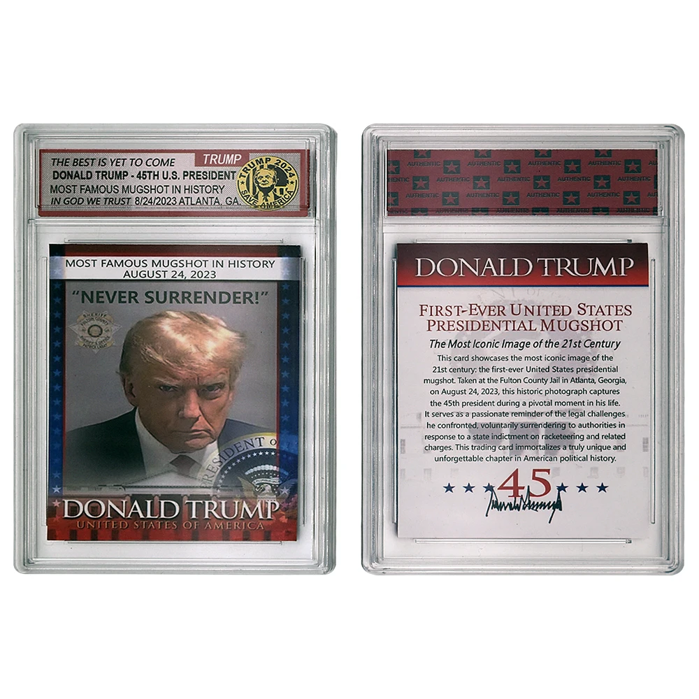 US President Donald Trump Trading Card Most Famous Mugshot in History 8/24/2023 Fight Rating Card Collection Gift