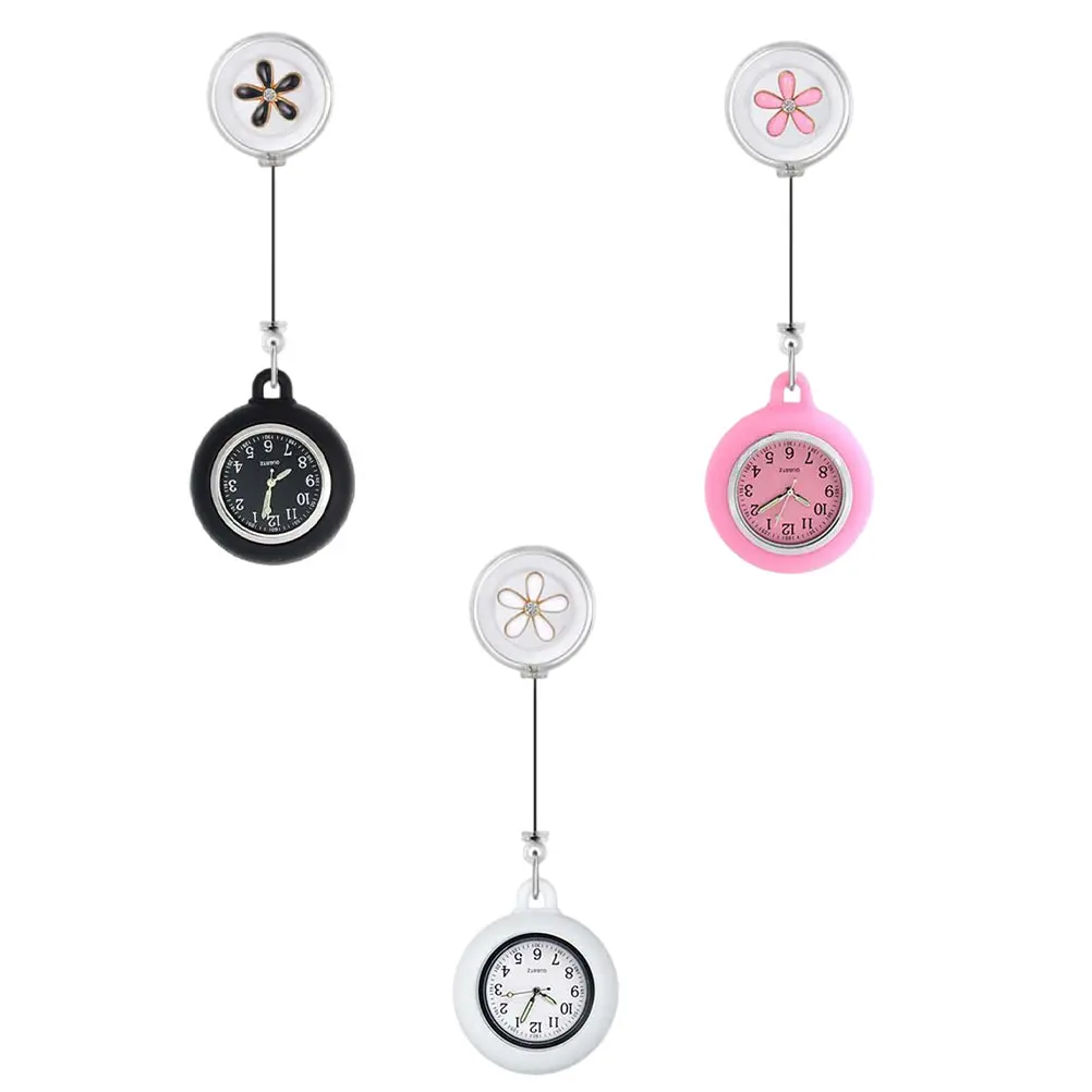 

Zinc Alloy Glass Nurse Pocket Watch Floral Badge Chest Second H Large Screen Easy Clip Hanging Decor Uniform Accessory
