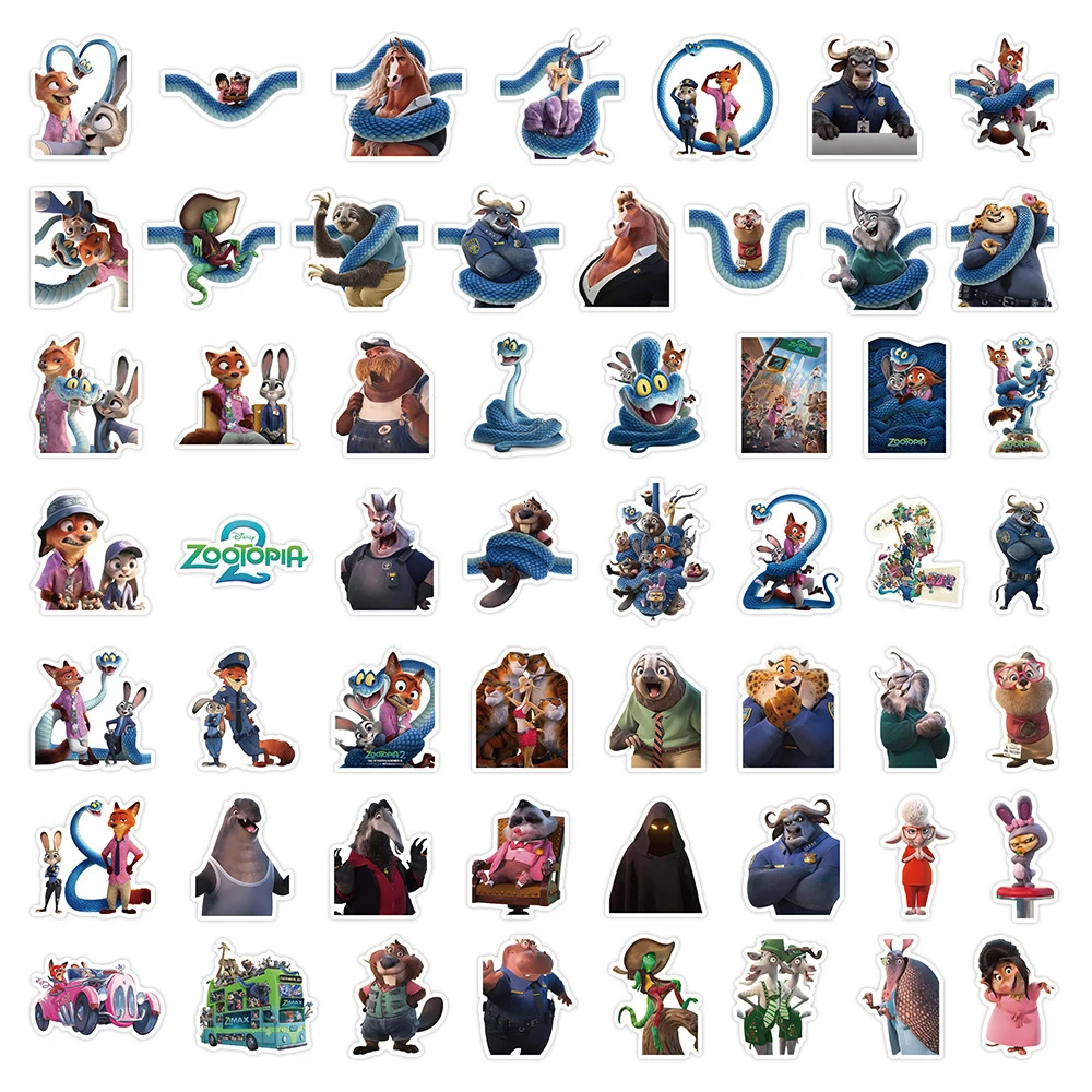 10/30/50 قطعة ديزني لطيف أنيمي Zootopia 2 ملصقات الكرتون الكتابة على الجدران الشارات DIY بها بنفسك دراجة نارية الأمتعة الغيتار سيارة البلاستيكية ملصق للهدايا