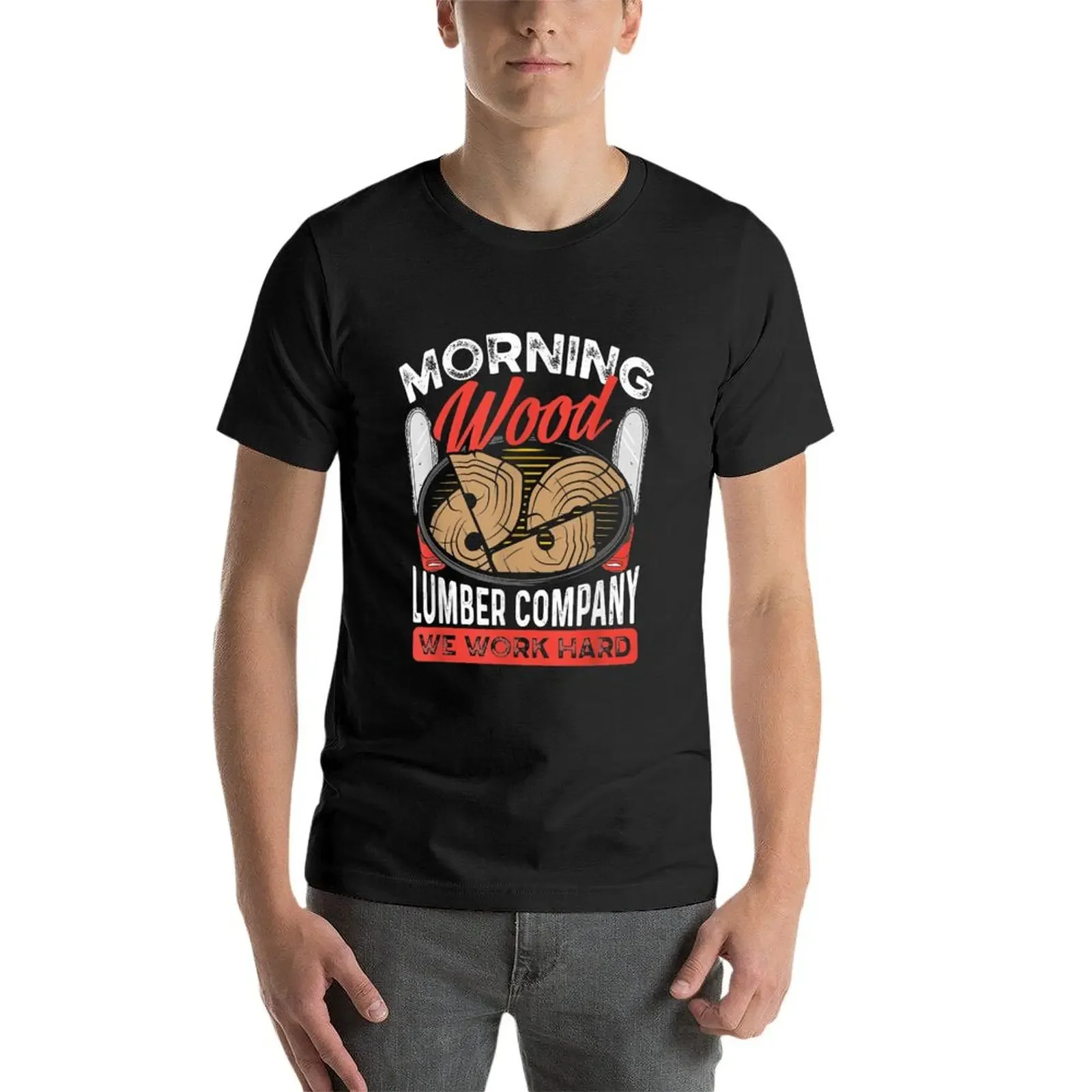 Funny Woodworking Dad Father Carpenter Morning Wood Lumber T-shirt cute tops heavyweights t shirts for men cotton