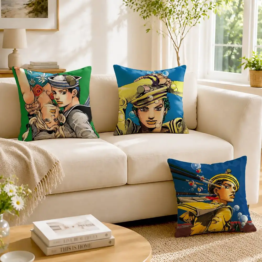JOJO Higashikata Josuke G-Gappy Customizable Square Cushion Cover Double Sided Print Pillow Case