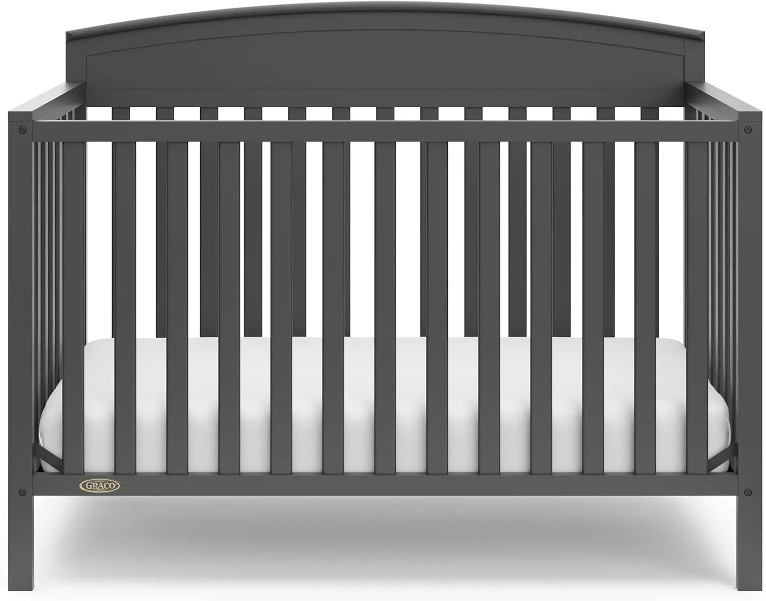 5 in 1 Convertible Crib with Premium Foam Crib and Toddler Mattress - Gray