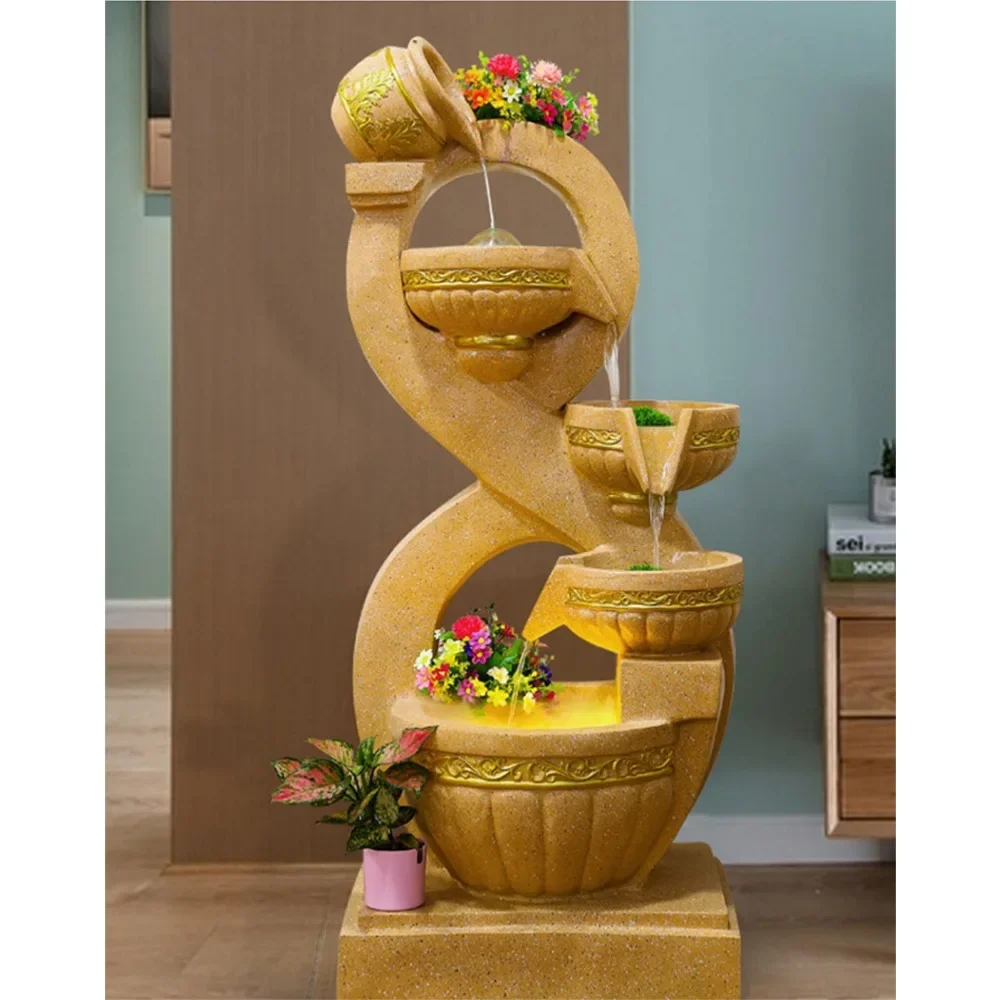 

5th floor living room decoration attracts wealth high-end atmospheric decoration floor-to-ceiling decorative waterfall