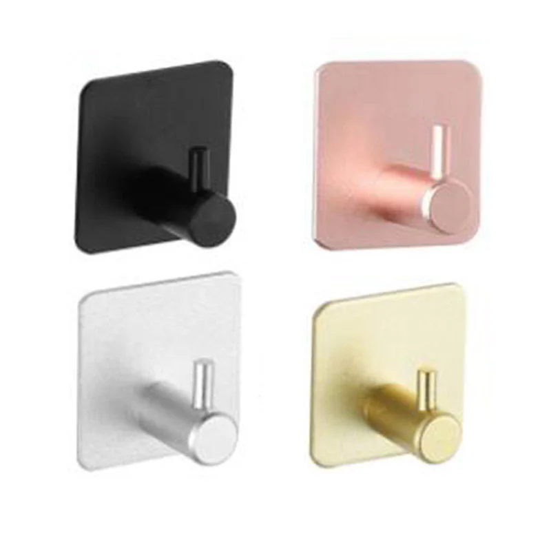 pink black Self Adhesive Home Kitchen Wall Door Hook Key Rack Kitchen Towel Hanger Aluminum Hanger Towel Clothes Robe Rack s1