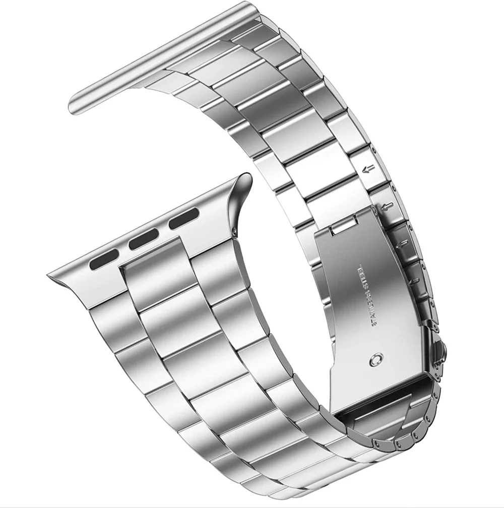 Cinto de metal para apple watch band 49mm 46mm 45mm 41mm 44mm 40mm ultra 10 9 8 7 6 5 4 3se pulseira ultrafina de aço inoxidável de uma peça