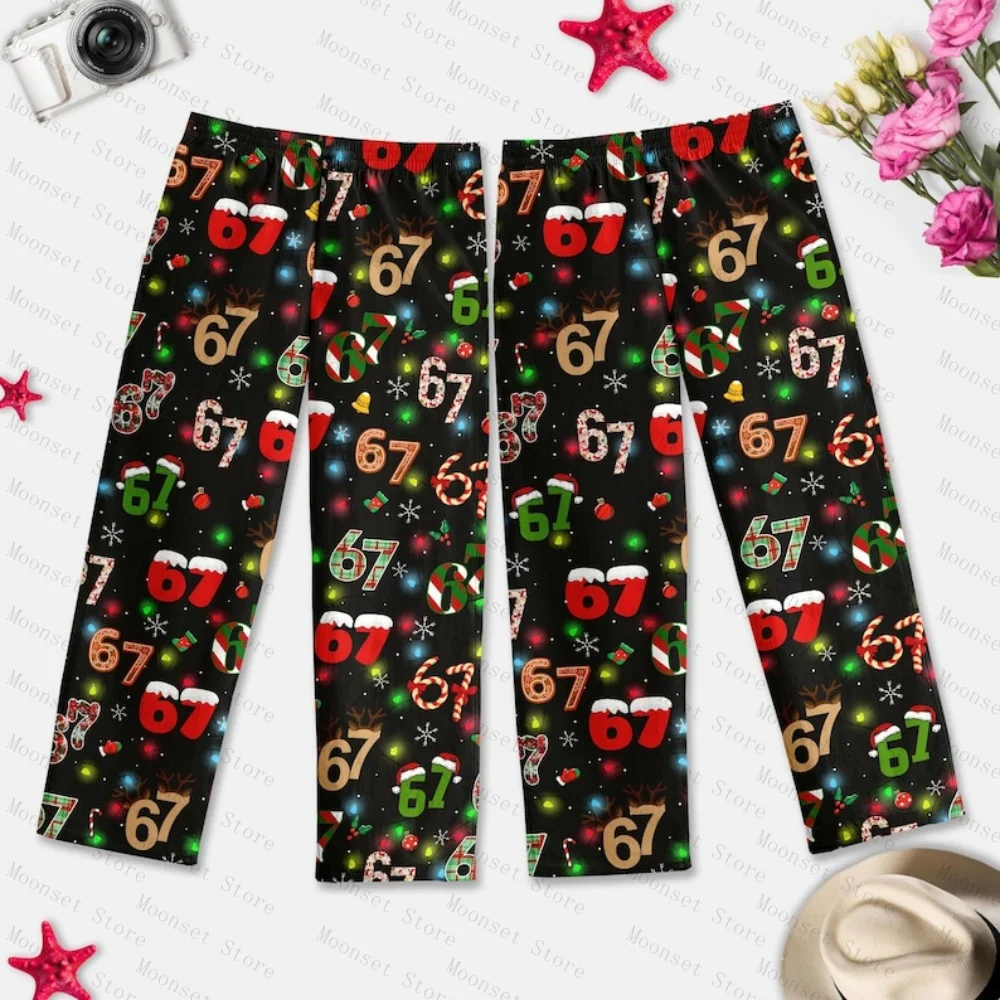 

Trendy Viral 67 Christmas Pajama Pants six Seven Number Meme Pajama Pants funny Christmas Six Seven Pajamas Pants gen Loungewear