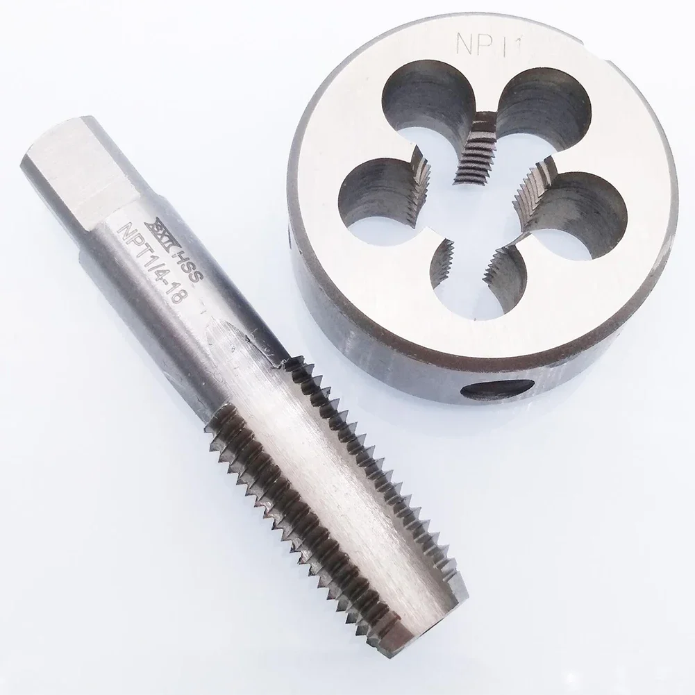 HSS 1/4-18 NPT Tap And 1/4-18 NPT Die Right Hand 61mm Tap Length Tap Die Set 38mm Diameter Handle Tool Accessories