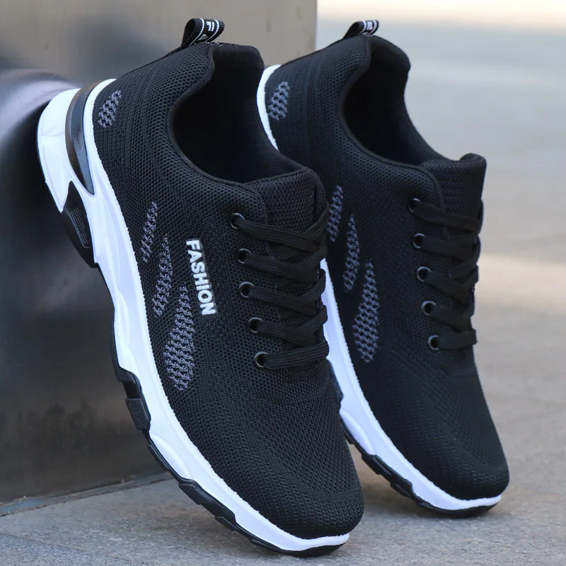 Spring new men's casual shoes sports  running breathable fly-woven mesh