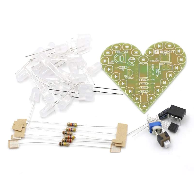 DIY Kit Heart Shape Breathing Lamp Kit DC 4V-6V Breathing LED Suite Red White Blue Green DIY Electronic Production for Learning