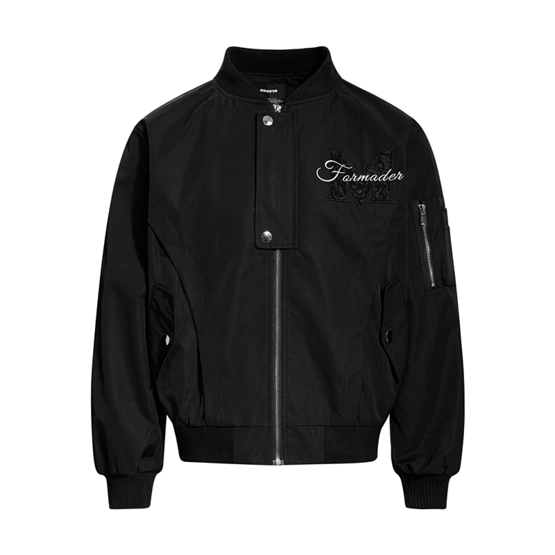 

GXFortune American High Street Vibe Embroidered Relief Floral Jaet Men's Women's Pilot Jaet Trendy Polyester Fabric