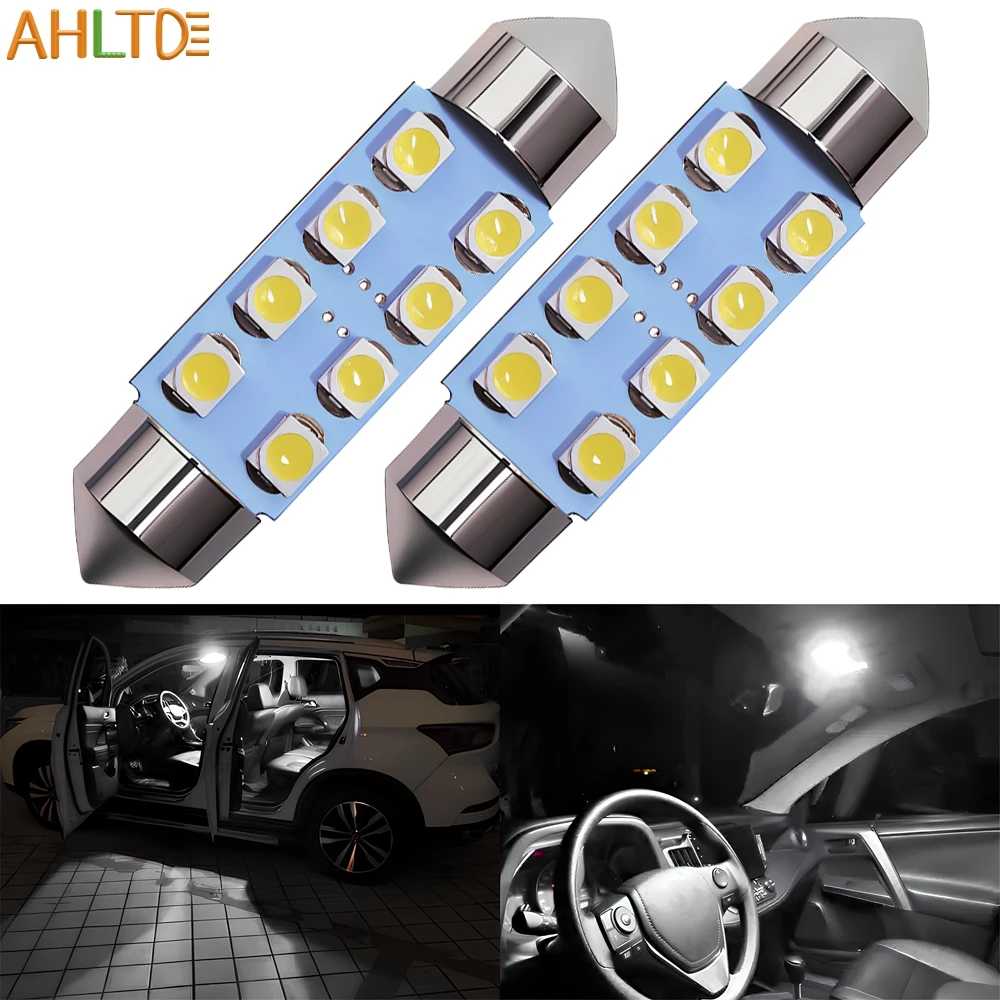 

2pcs C5W Car Led Dome Festoon Reading Lamp 3528 1210 6SMD 31/36/39/41mm Auto LED Bulb License Plate Trunk Light 12V Accessories