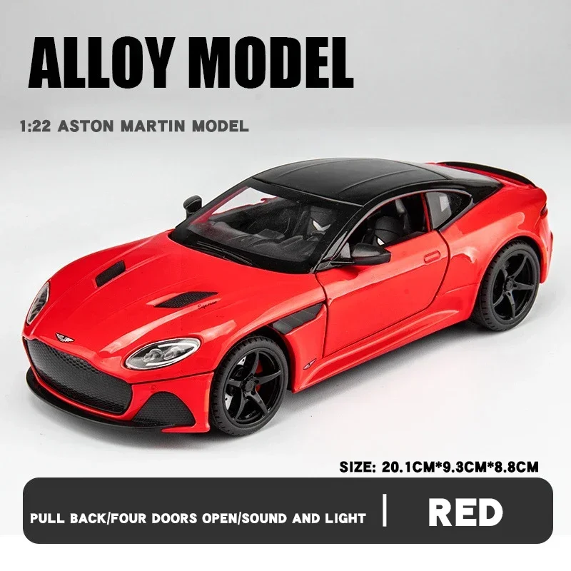 1:24 Aston Martin DBS Luxury Sports Car Alloy Metal Diecast Car Model Car Central Control Screen Trendy Decorative Gift for Boys