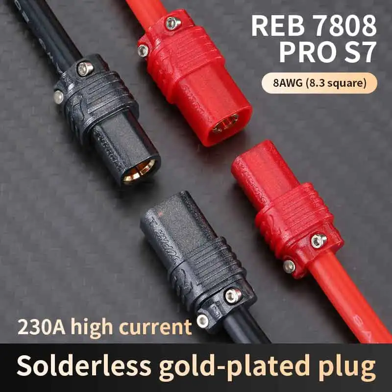 230A REB7808 S.T.S7 P8 Gold-plated Banana Connector 7mm Solderfree Model Plug Multi Axis Male Female Head Joint for 8AWG Wire