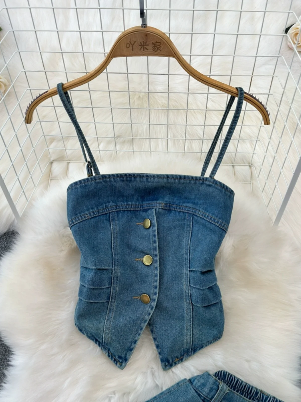 Conjunto de dos piezas de top ter de mezclilla a la moda y falda de cintura alta para mujer, diseño ajustado de longit...