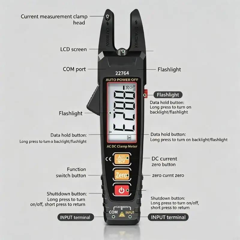 Easy To Use U Digital Clamp Meter Multimeter With Automatic Ranges Selection And High Visibilities LCD Display C7AC