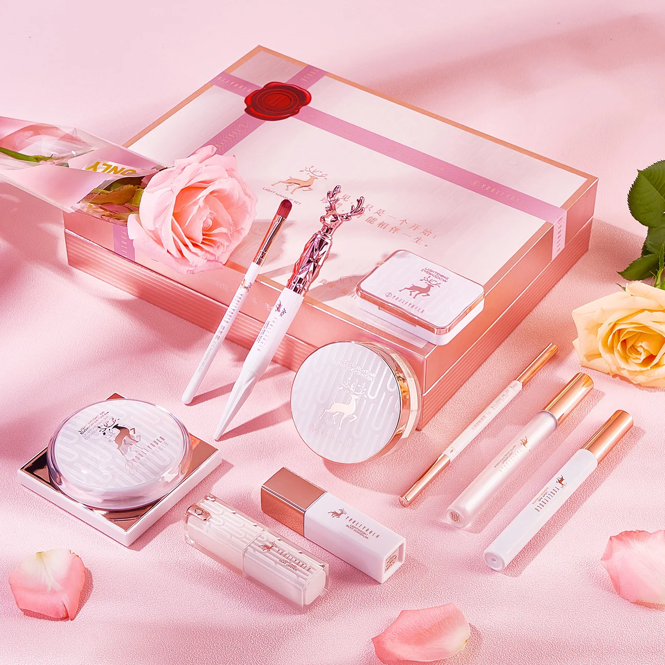 طقم مكياج مكون من 10 قطع، وسادة خافي عيوب احترافية كاملة، كريم BB، أحمر الشفاه، ظلال العيون، هدية عيد ميلاد، صندوق مكياج لمستحضرات التجميل