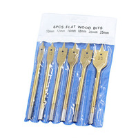 6 Pcs Spade Drill Bit Set Paddle Flat Bits Hole Cutter Titanium Coating Carbon Steel Woodworking Tool 10/12/16/18/20/25mm