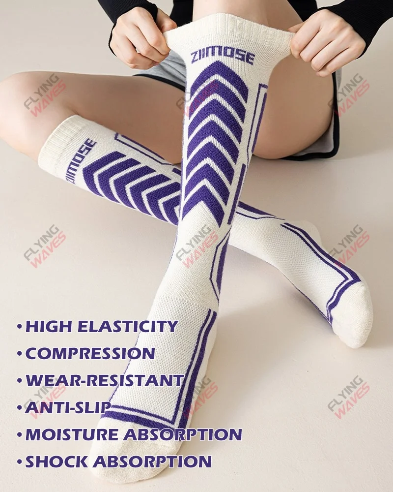 Women Ski Socks Warm Thick Loop Compression Anti-slip Long Socks Moisture Absorption for Female Youth Skiing Winter Snow Sports