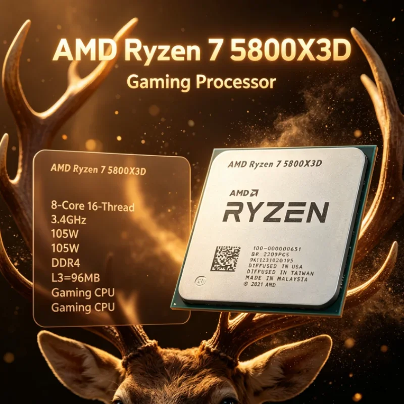AMD R7 5800X3D 96 MB 105W 8-Core 16-Thread Gaming Processor DDR4 CPU Processor 3.4 GHz Ryzen 7 7nm for Gaming