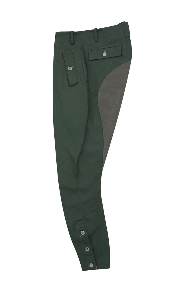 Pantalones de equitación de Tropas montadas verdes, caña HBT, alemán Elite M44, WWII, GUHB-B023