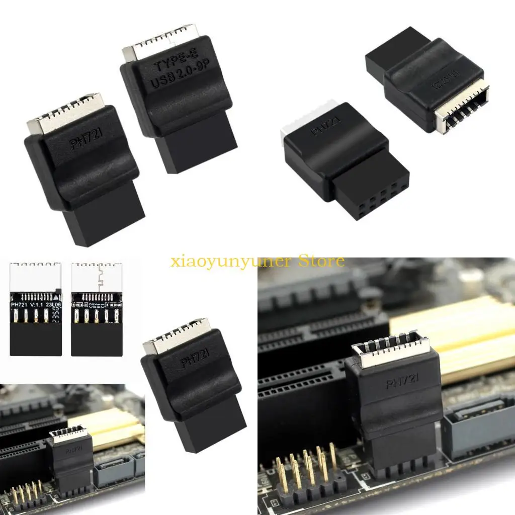 P9JB USB 2.0 9Pin to Type Adapter Fast Speed Transmission Converters Adapter Header for Desktop Motherboard Enhancement