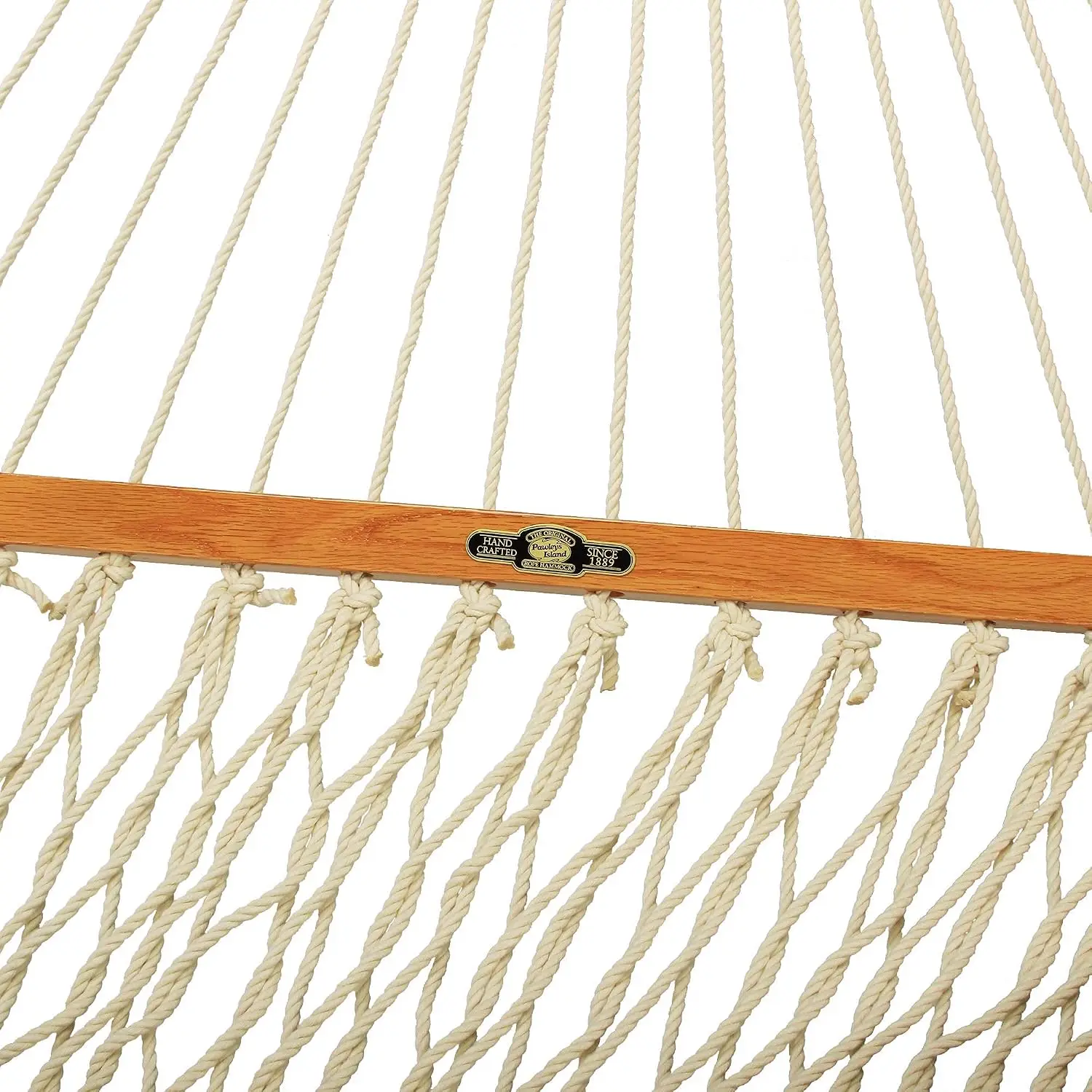 Single Oatmeal Rope Hammock 12ft x 50in 1-Person 450lb Capacity Oak Spreader Bar Zinc Hardware Handcrafted, Customized
