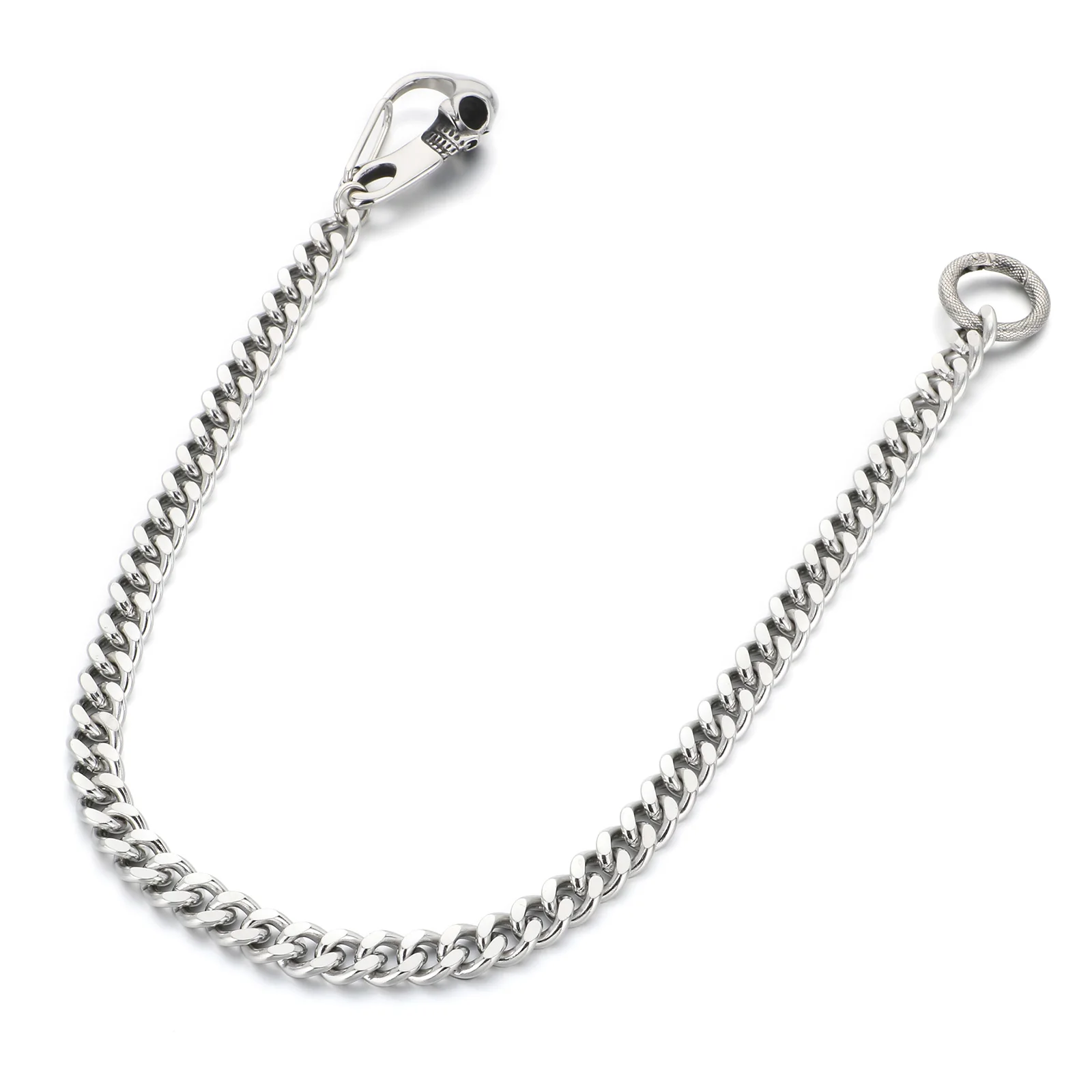 11mm Width Stainless Steel Waist Skull Cuban Chain Belt Men Key Chain Wallet Keychain Jeans Jewelry Gift