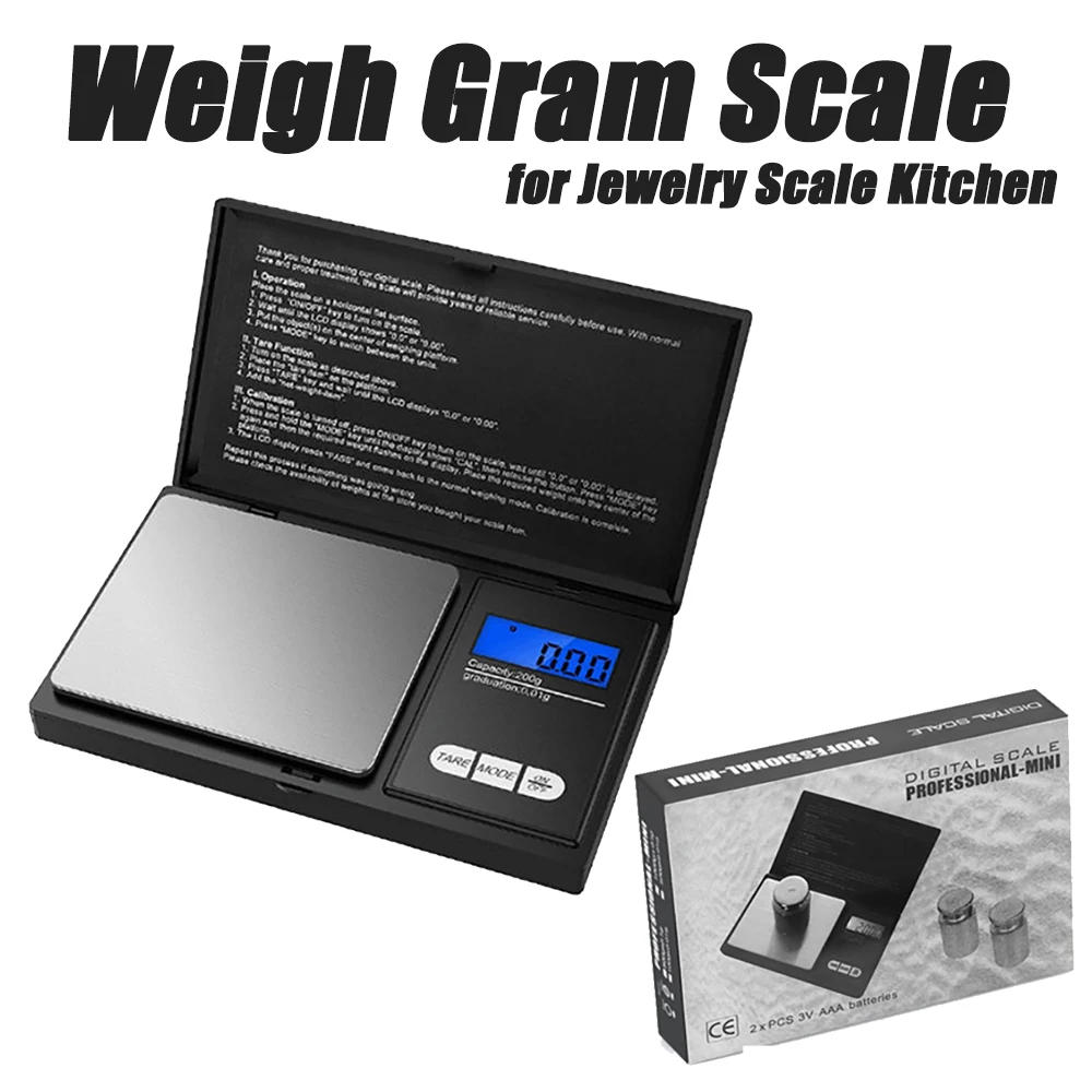 Mini Digital Pocket Scale Portable Jewelry Precise Weighing Jewelry Digital Scale Food Weighing Kitchen Accessories