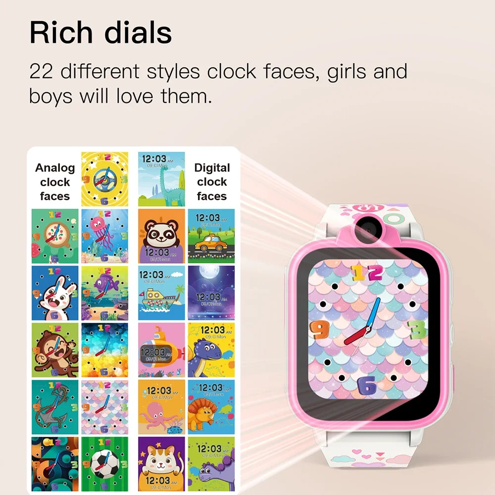 Smartwatch infantil, Dispositivos Digitais, 2 Câmeras, Lanternas, Pedômetro, Vídeo, MP3, Alarme, 18 Conjuntos