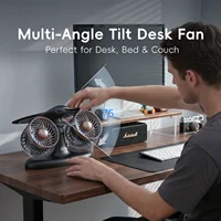 Ventilateur de bureau à double turbine, design esthétique, 8000 mAh, Type-C, sans balais, portable, pour gamer, bureau, chambre 2