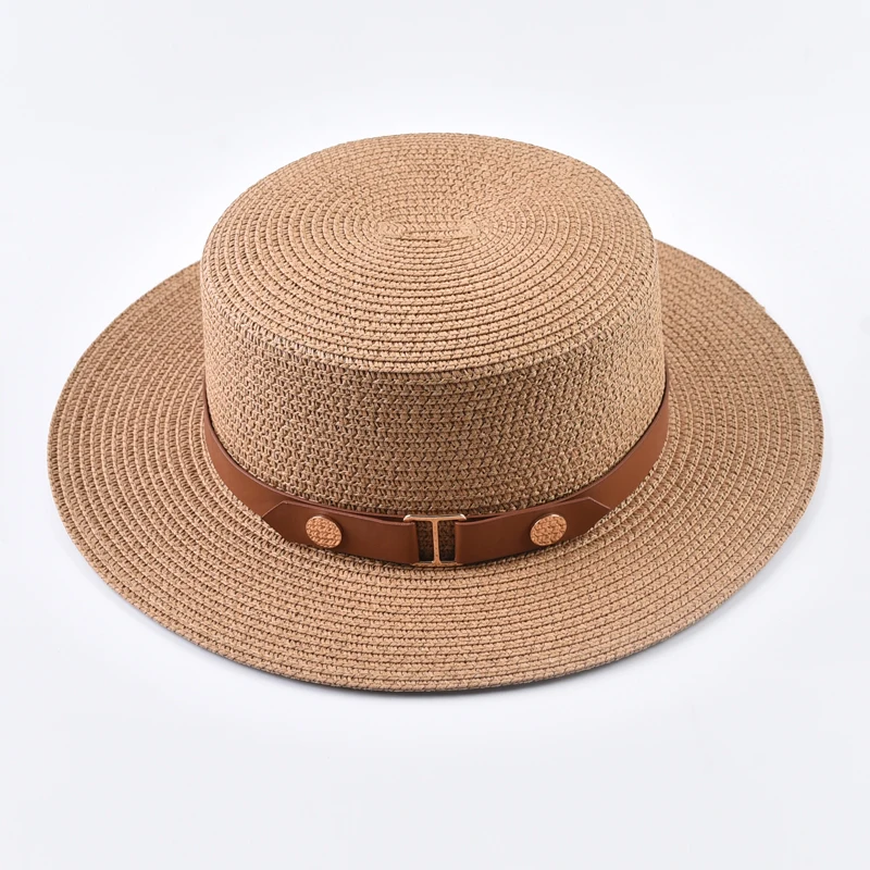 Sommer Frauen Strohhut Damen Mode Flache Top Reise Strand Sonnenhut chapeau femme