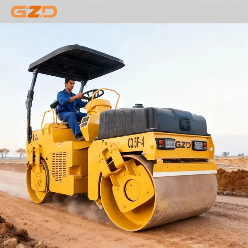 Road Machinery Compaction 3.5 Ton Ride-On Double Drum Roller Precision Compactor Machine