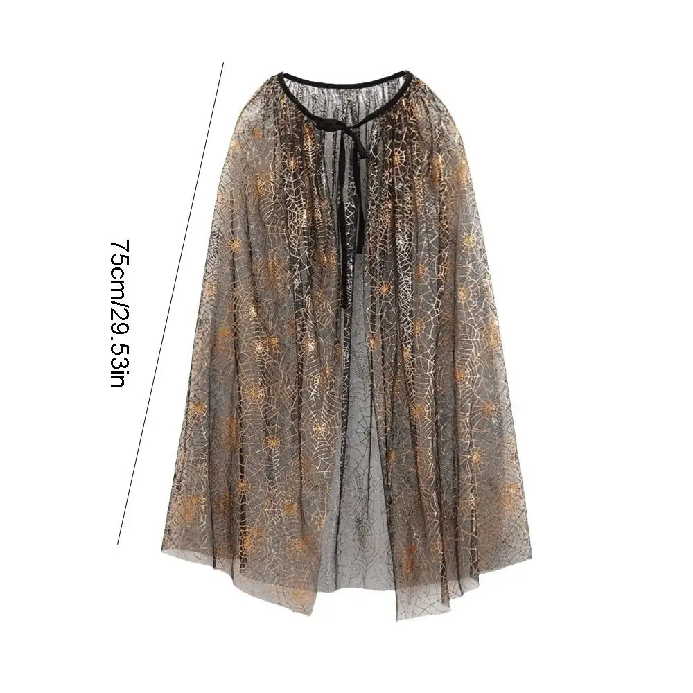 Gothic Spider Web Halloween Tulle Cape Soft Long Kids Mesh Cloak Sheer Polyester Cosplay Bridal Costume Photoshoot 6