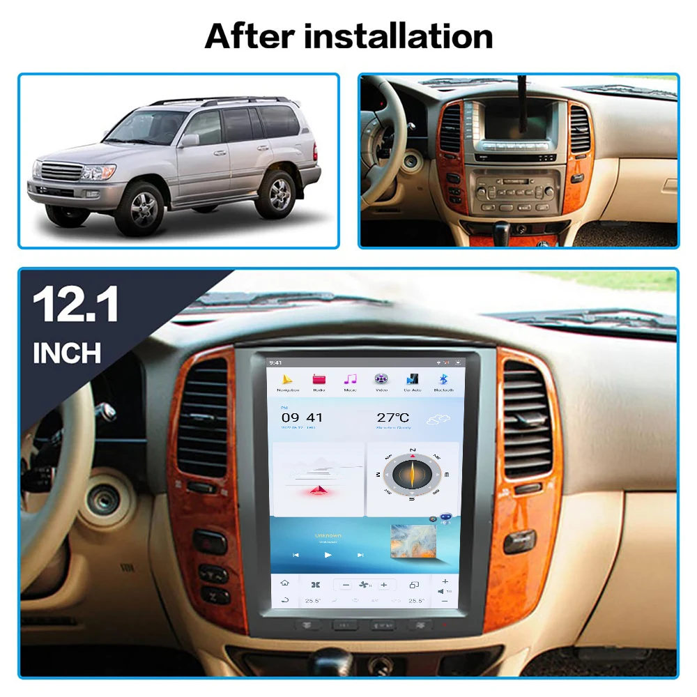 12.1 Inch Android 11.0 Qualcomm Snapdragon For Toyota Land Cruiser LC100 Car Radio Multimedia Player GPS Navi CarPlay Head Unit