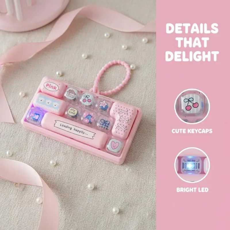 Decompression Button Fidget Keycap Keychain 12 Key Clicker Portable Anti Stress Toy for Commute Time Killing